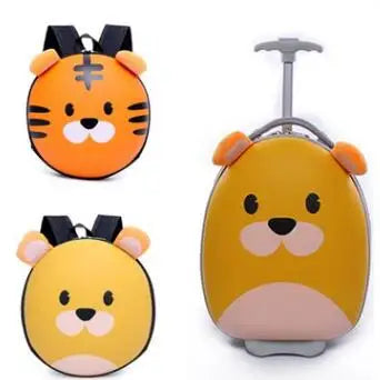Kids Rolling Suitcase - Cartoon Design Travel Luggage for Children