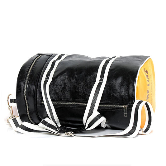 Premium PU Leather Sports Gym Bag with Shoe Compartment - 20-35L Travel Duffel