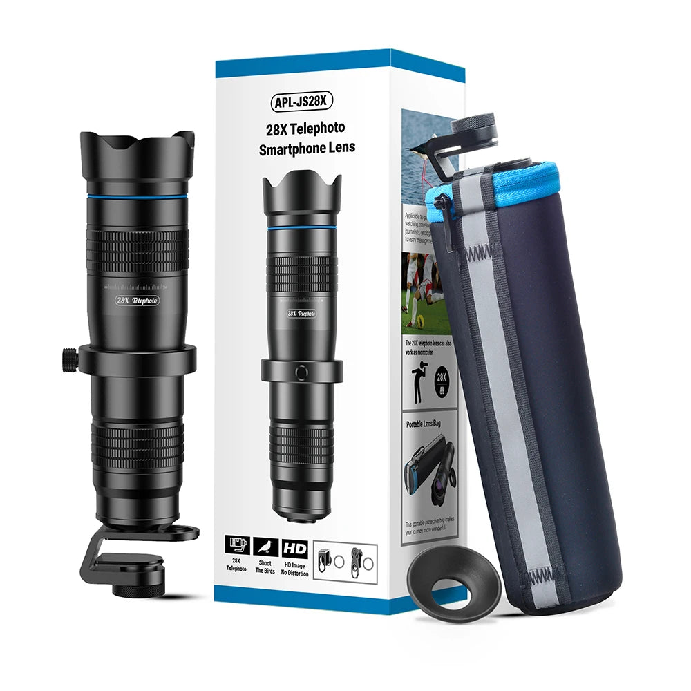 APEXEL 28X HD Telephoto Zoom Lens with Mini Tripod for Smartphones