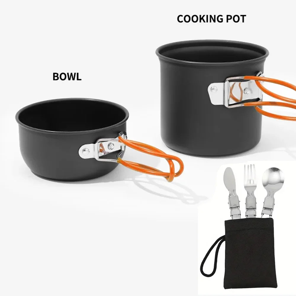 LISM Portable Camping Cookware Set - Lightweight Aluminum Outdoor Cooking Pot for Hiking, Backpacking & Picnics (1-2 Person)