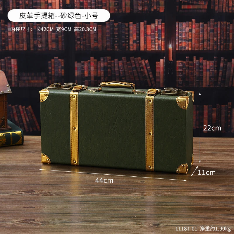 Vintage Leather Trunk Suitcase - Premium Travel Luggage