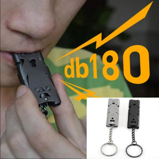 Emergency Safety Whistle - 180dB Aluminum Alloy Double Tube for Outdoor Survival