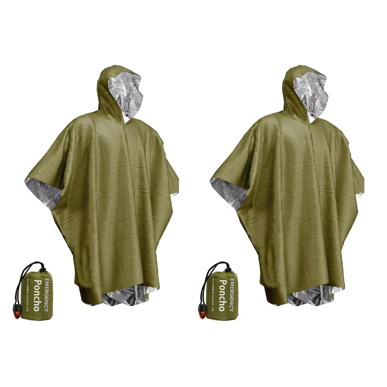 Emergency Waterproof Aluminum Film Poncho - Disposable Raincoat & Thermal Blanket for Camping & Survival