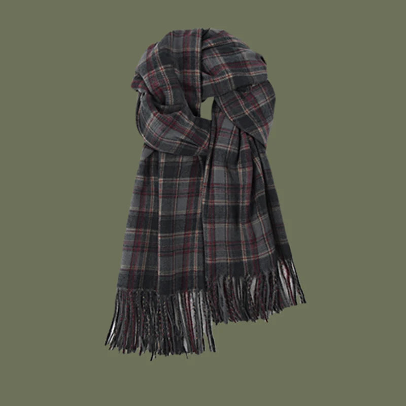 Women's Plaid Cashmere Scarf - Winter Wrap Shawl
