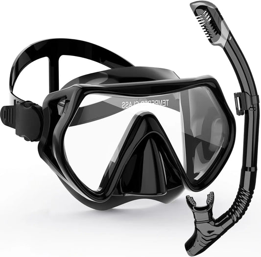 QYQ Professional Scuba Diving Mask & Snorkel Set - Anti-Fog Silicone Skirt Goggles