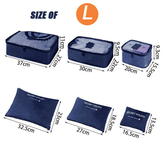 6-Piece Travel Organizer Set - Large Capacity Luggage Storage Bags
