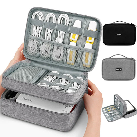 Premium Travel Cable Organizer Bag - Large Capacity Storage for USB Cables, Chargers & Electronics