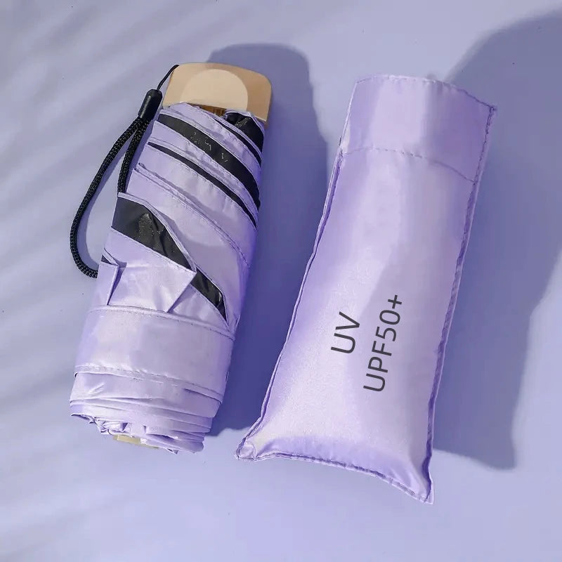 Compact 5-Fold UV Protection Travel Umbrella - Mini Pocket Sun & Rain Parasol