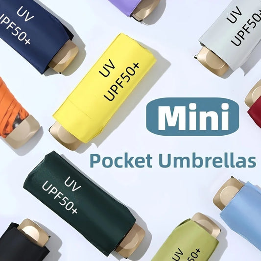 Compact 5-Fold UV Protection Travel Umbrella - Mini Pocket Sun & Rain Parasol