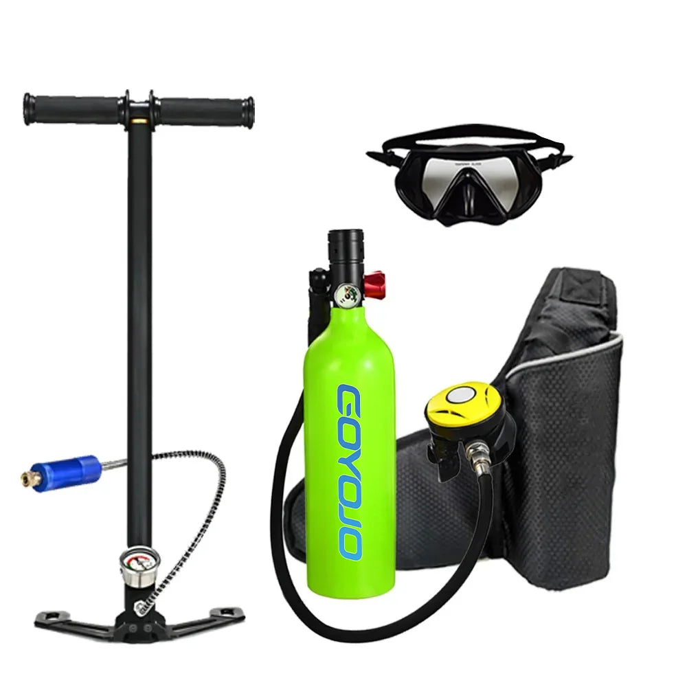 GOYOJO 1L Scuba Diving Oxygen Tank with Breathing Valve - Portable Underwater Breathing System