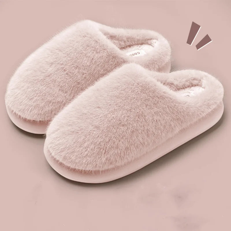 Women's Faux Fur Indoor Slippers - Plush Warm House Shoes