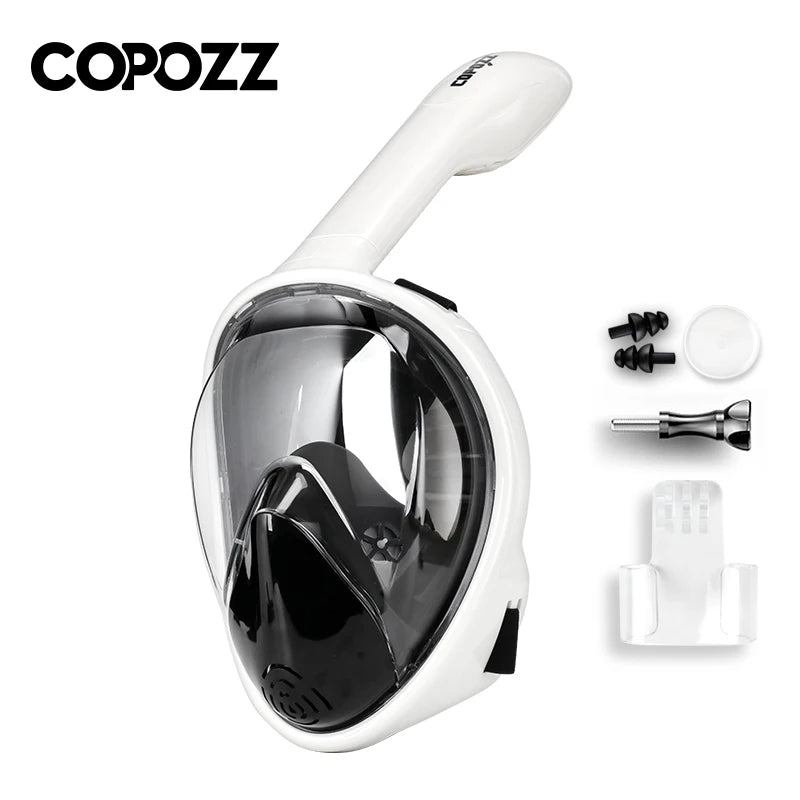 COPOZZ Professional Full Face Snorkel Mask - Anti-Fog Diving Goggles for Adults