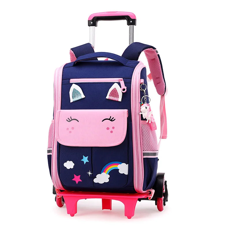 Premium Rolling School Backpack for Kids - High Capacity Wheeled Trolley Bag