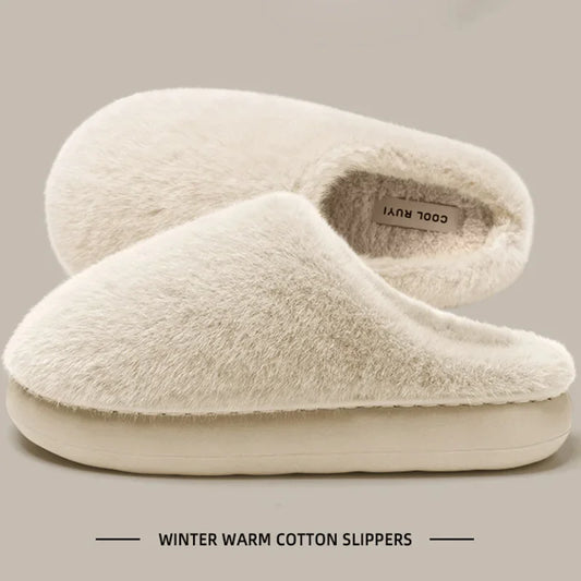 Women's Faux Fur Indoor Slippers - Plush Warm House Shoes