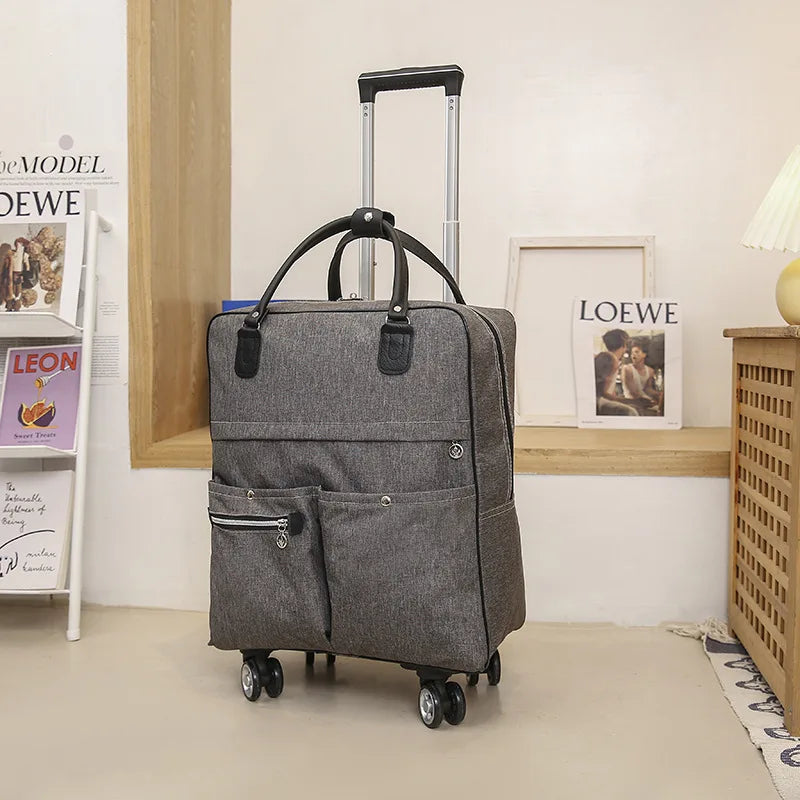 Women's Rolling Backpack Carry-On Luggage with Wheels - Oxford Travel Suitcase