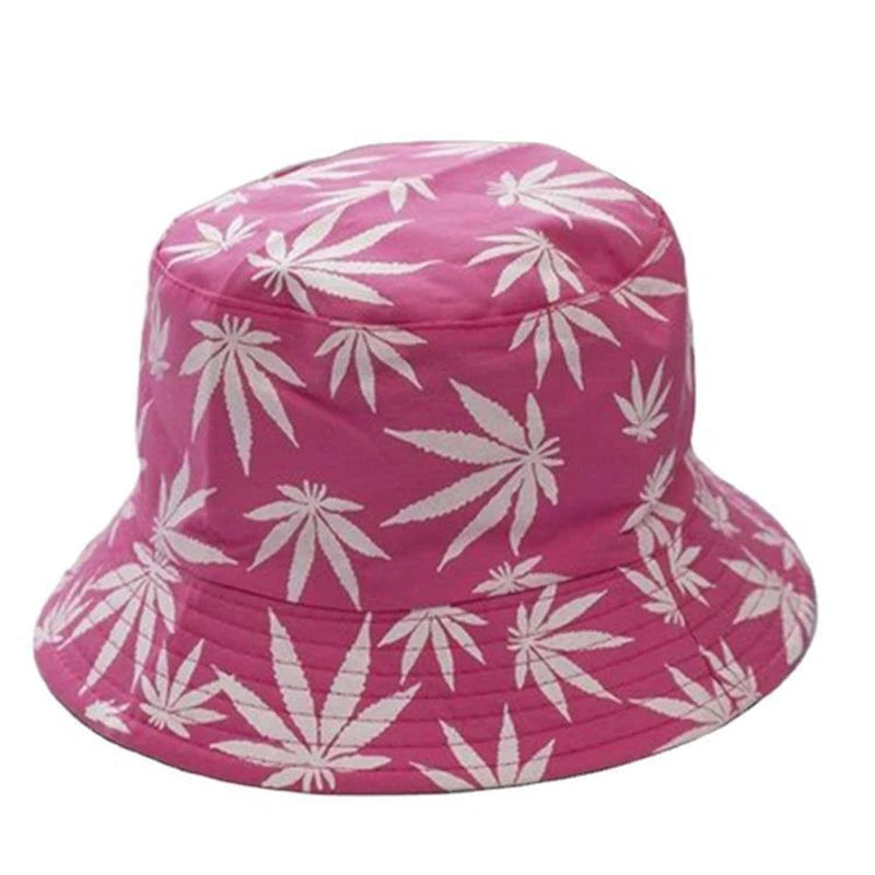 Unisex Cotton Bucket Hat - Maple Leaf Print Fisherman Cap for Outdoor & Beach