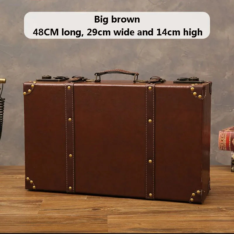 Vintage Leather Trunk Suitcase - Premium Travel Luggage