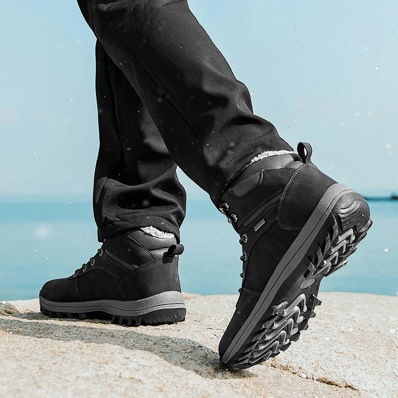 Men's Waterproof Winter Snow Boots - Plush Lined Ankle Boots
