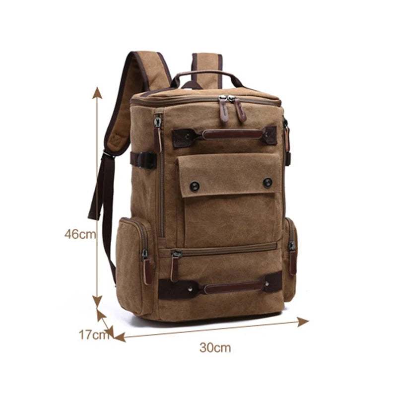 Vintage Canvas Backpack - Large Capacity Travel & Laptop Bag