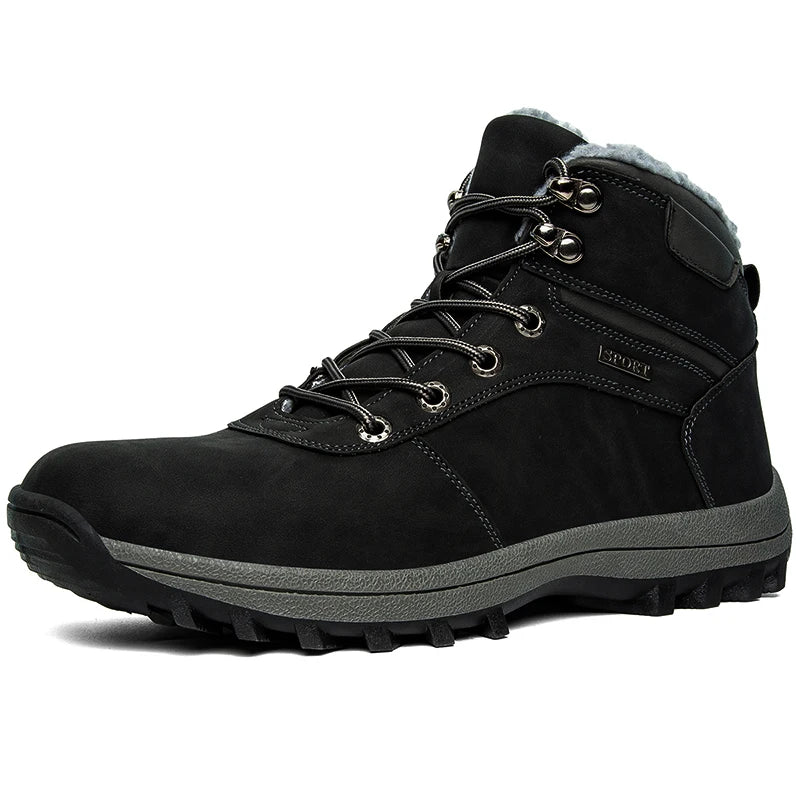 Men's Waterproof Winter Snow Boots - Plush Lined Ankle Boots