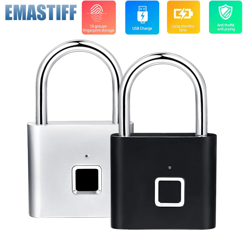 eMastiff Fingerprint Smart Padlock - USB Rechargeable Keyless Lock