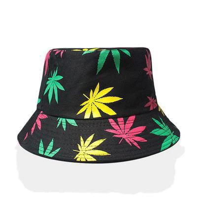 Unisex Cotton Bucket Hat - Maple Leaf Print Fisherman Cap for Outdoor & Beach