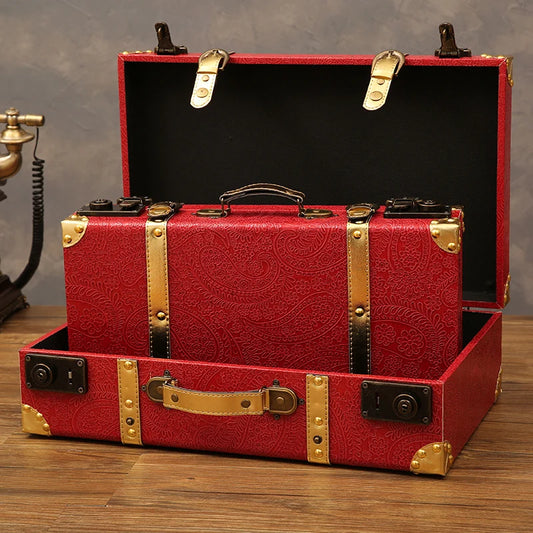 Vintage Leather Trunk Suitcase - Premium Travel Luggage