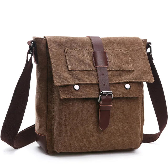 Men's Vintage Canvas Messenger Bag - Professional Crossbody Briefcase