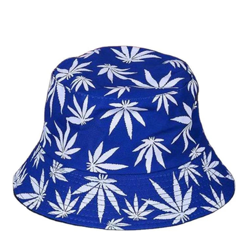 Unisex Cotton Bucket Hat - Maple Leaf Print Fisherman Cap for Outdoor & Beach