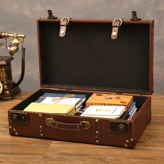 Vintage Leather Trunk Suitcase - Premium Travel Luggage