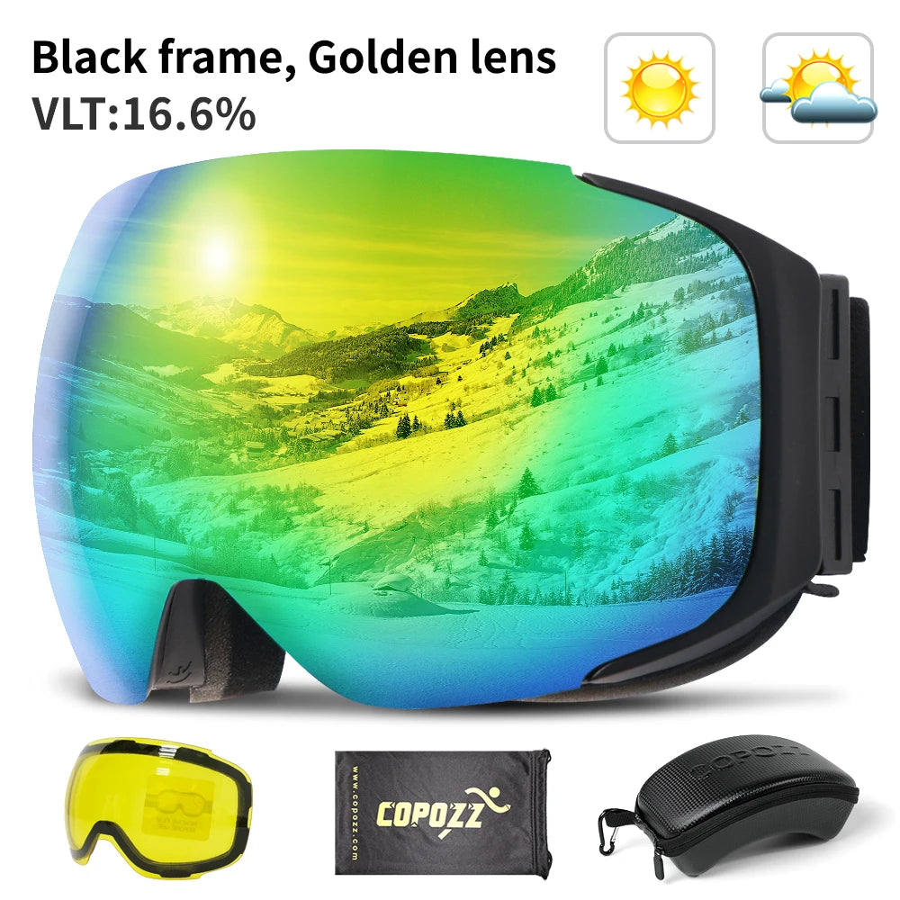 COPOZZ Magnetic Ski Goggles - UV400 Protection with Quick-Change Lens System