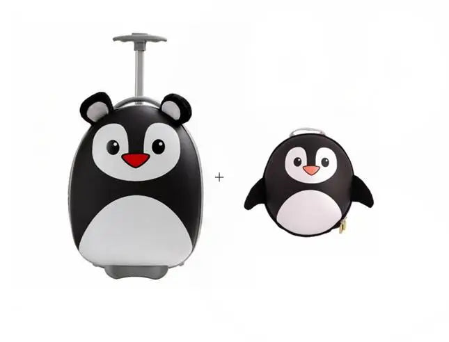 Kids Rolling Suitcase - Cartoon Design Travel Luggage for Children