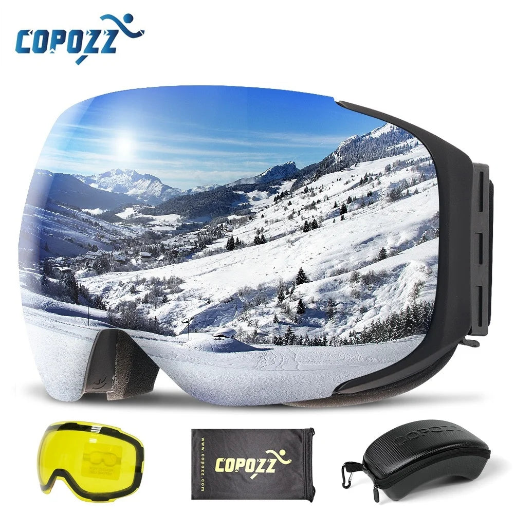 COPOZZ Magnetic Ski Goggles - UV400 Protection with Quick-Change Lens System