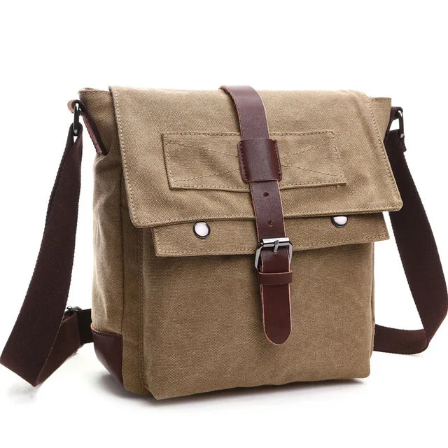 Men's Vintage Canvas Messenger Bag - Professional Crossbody Briefcase