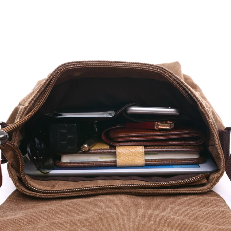 Men's Vintage Canvas Messenger Bag - Professional Crossbody Briefcase