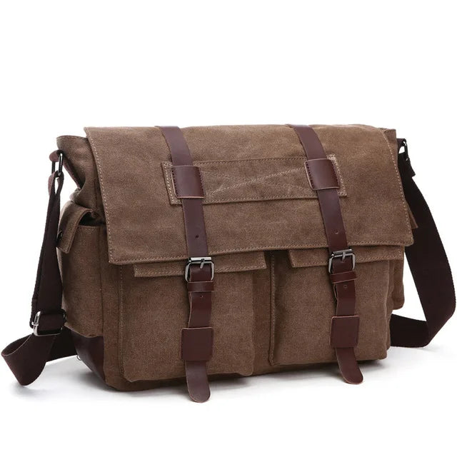 Men's Vintage Canvas Messenger Bag - Professional Crossbody Briefcase