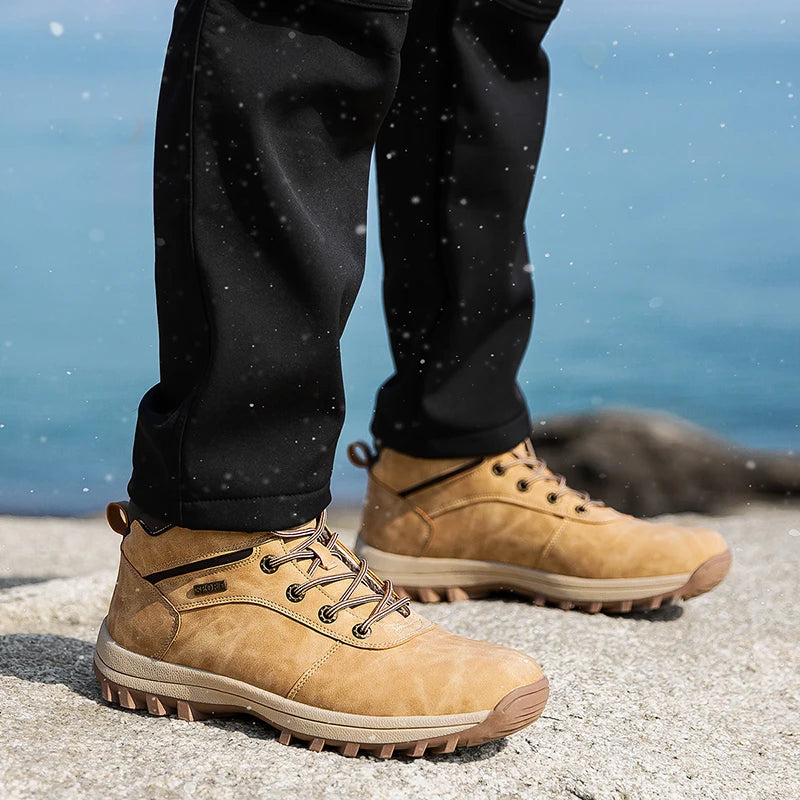 Men's Waterproof Winter Snow Boots - Plush Lined Ankle Boots
