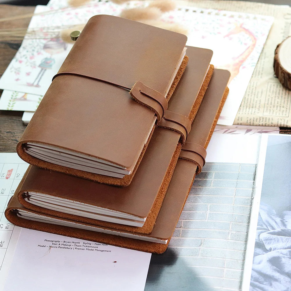 Genuine Leather Refillable Travel Journal - Handcrafted Notebook with Customization