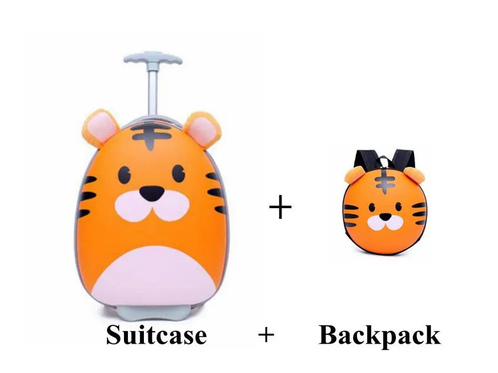 Kids Rolling Suitcase - Cartoon Design Travel Luggage for Children