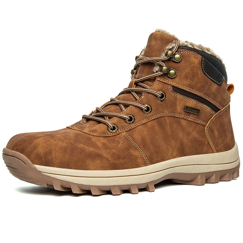 Men's Waterproof Winter Snow Boots - Plush Lined Ankle Boots