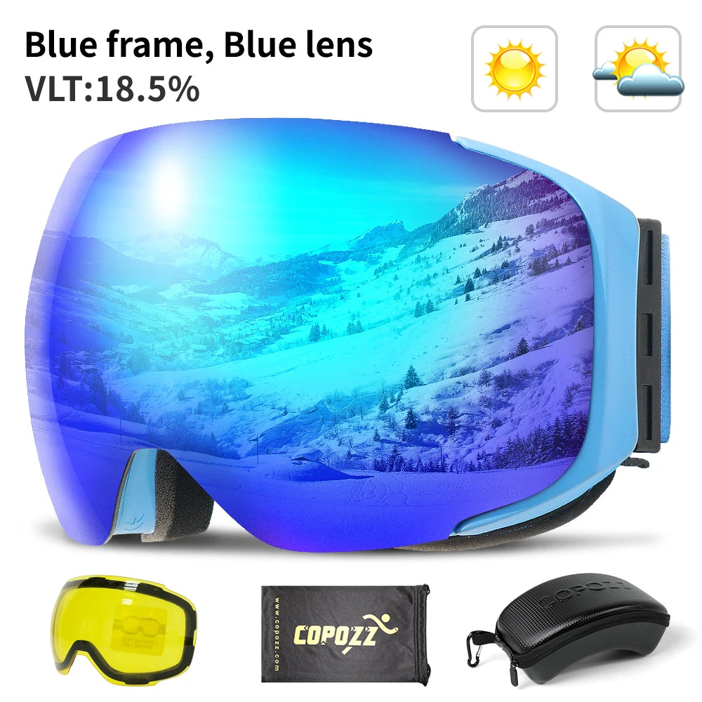 COPOZZ Magnetic Ski Goggles - UV400 Protection with Quick-Change Lens System