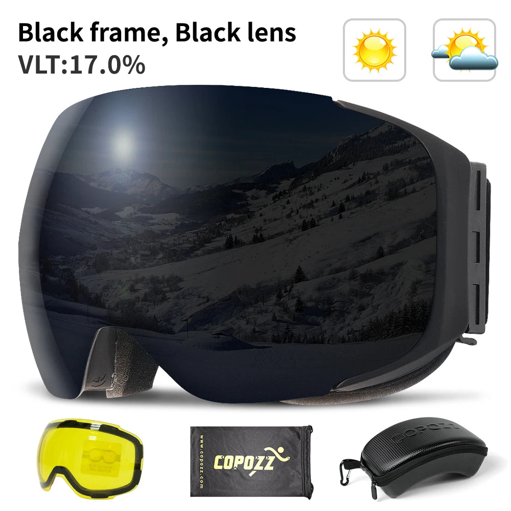 COPOZZ Magnetic Ski Goggles - UV400 Protection with Quick-Change Lens System