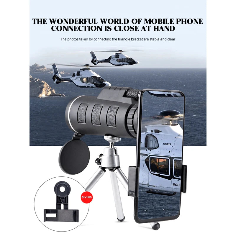 Professional Monocular Telescope 40X60 - High Power HD Zoom with Low Light Night Vision