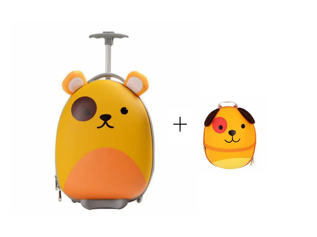Kids Rolling Suitcase - Cartoon Design Travel Luggage for Children
