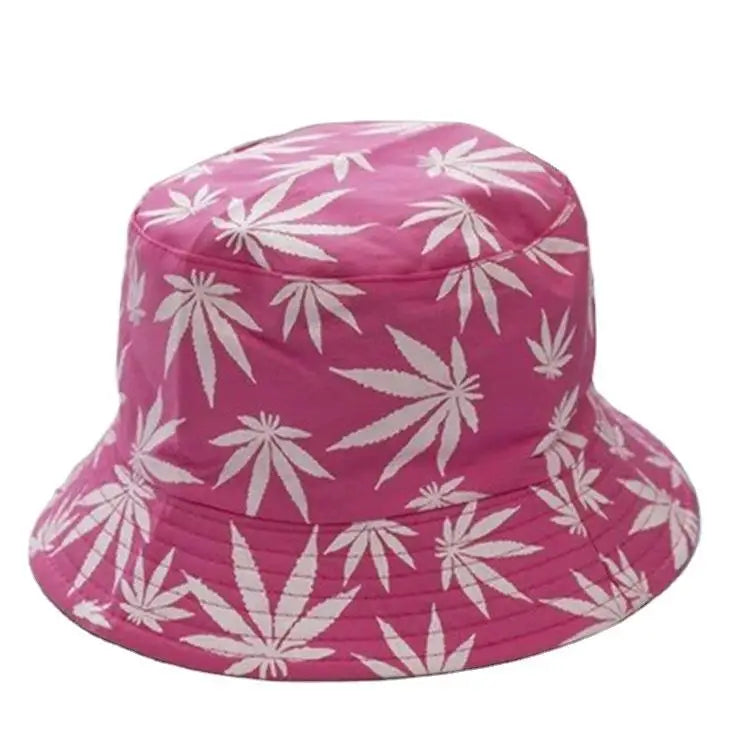 Unisex Cotton Bucket Hat - Maple Leaf Print Fisherman Cap for Outdoor & Beach