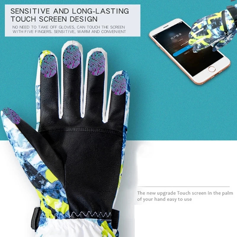 Premium Waterproof Winter Ski & Snowboard Gloves - Touch Screen Compatible
