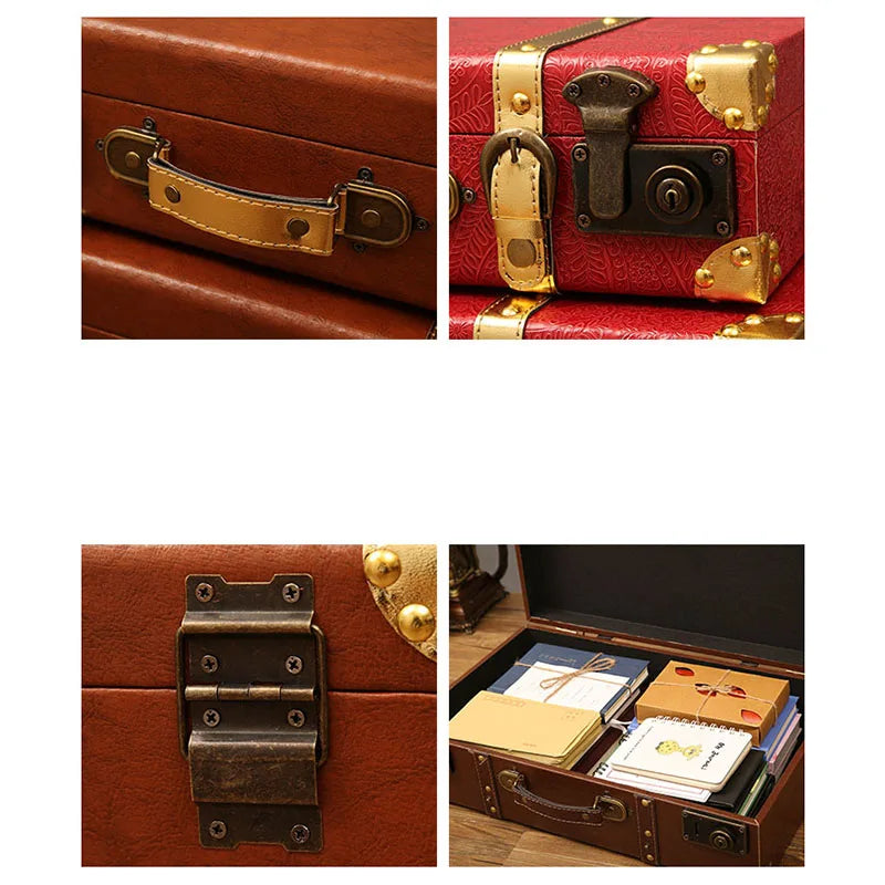 Vintage Leather Trunk Suitcase - Premium Travel Luggage
