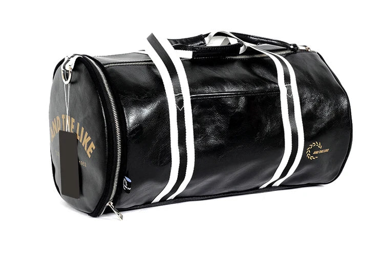 Premium PU Leather Sports Gym Bag with Shoe Compartment - 20-35L Travel Duffel