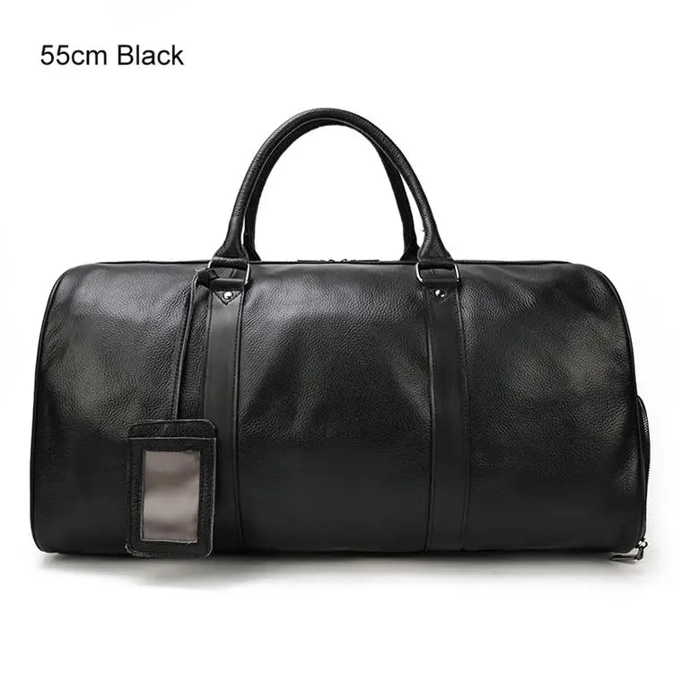 Premium Genuine Leather Travel Duffle Bag - Vintage Cow Leather Weekend Bag