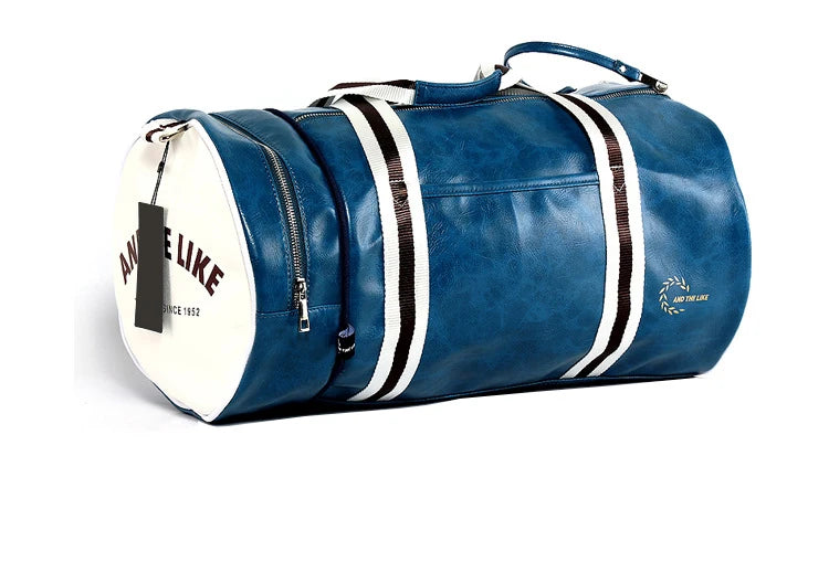 Premium PU Leather Sports Gym Bag with Shoe Compartment - 20-35L Travel Duffel